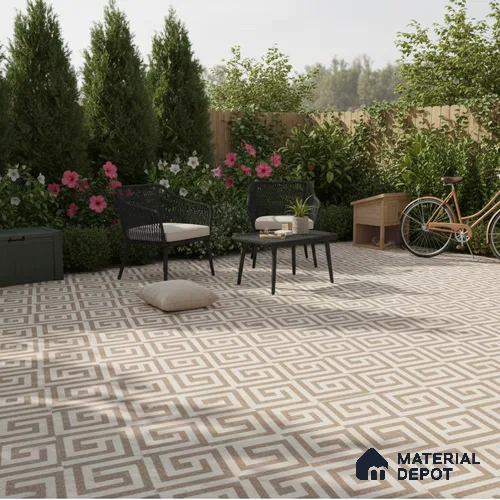 TL 03390 K Crossword Taupe 400 x 400 mm Matte Finish Anti Slip Vitrified Parking Floor Tile - 12 mm | Pattern Alignment May Vary | 2-3 mm Spacer is Mandatory