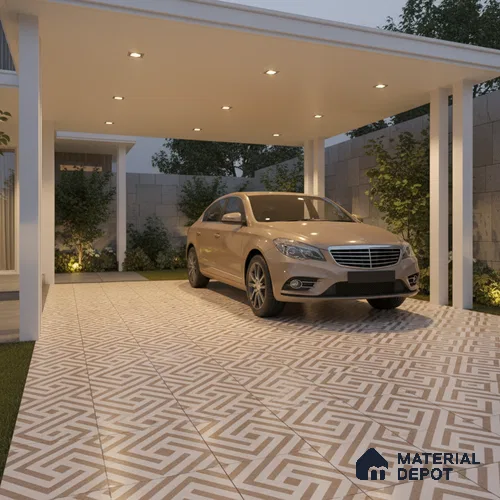 TL 03390 K Crossword Taupe 400 x 400 mm Matte Finish Anti Slip Vitrified Parking Floor Tile - 12 mm | Pattern Alignment May Vary | 2-3 mm Spacer is Mandatory
