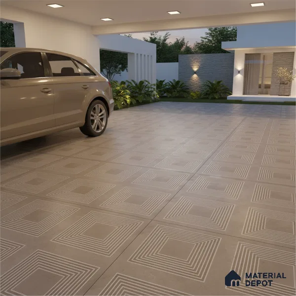 TL 03391 D Engrave Caramel 400 x 400 mm Matte Finish Anti Slip Vitrified Parking Floor Tile - 12 mm | Pattern Alignment May Vary | 2-3 mm Spacer is Mandatory