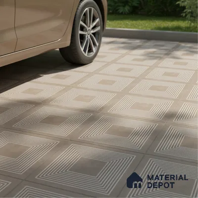 TL 03391 D Engrave Caramel 400 x 400 mm Matte Finish Anti Slip Vitrified Parking Floor Tile - 12 mm | Pattern Alignment May Vary | 2-3 mm Spacer is Mandatory