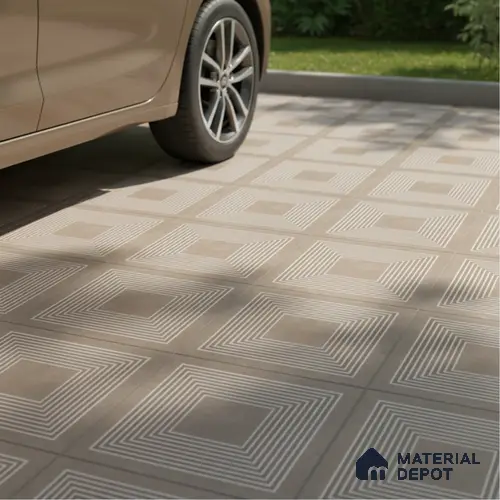 TL 03391 D Engrave Caramel 400 x 400 mm Matte Finish Anti Slip Vitrified Parking Floor Tile - 12 mm | Pattern Alignment May Vary | 2-3 mm Spacer is Mandatory