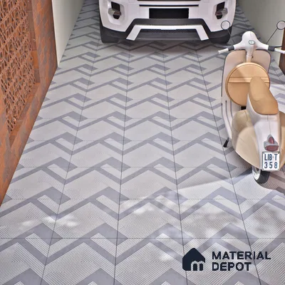 Parking Floor Tile TL 03391 F Engrave Grey 16 x 16 inch Anti Slip Matte Finish Heavy Duty Vitrified Tile - 12 mm | Suitable For Garage, Driveway, Terrace | Pattern Alignment May Vary | 2-3 mm Spacer is Mandatory