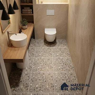 Terrazzo Parking Floor Tile TL 03399 Matte Finish 400x400 mm Moonlite Digital Tile - 12 mm | Pattern Alignment May Vary | 2-3 mm Spacer is Mandatory