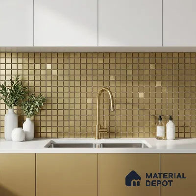 Mosaic Wall Tile TL 03491 Metal Gold 300x300 mm (15x15 mm) Matte Finish Porcelain Tile - 8 mm (Sample)