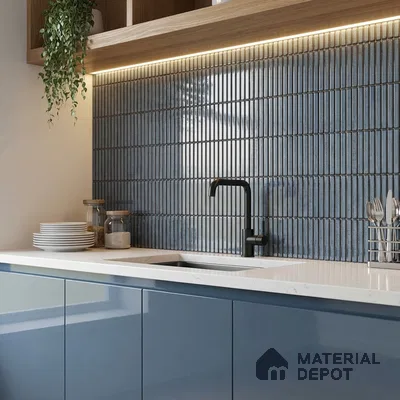 Mosaic Wall Tile TL 03495 Grey Strip 284x295 mm Glossy Finish Porcelain Mosaic Tile - 8 mm (Sample)