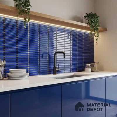 Mosaic Wall Tile TL 03497 Blue Strip 284x295 mm Glossy Finish Porcelain Tile - 8 mm (Sample)