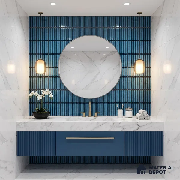 Mosaic Wall Tile TL 03499 Dark Blue Strip 284x295 mm Glossy Finish Porcelain Tile - 8 mm (Sample)