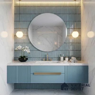 Mosaic Wall Tile TL 03501 Light Blue Strip 284x295 mm Glossy Finish Porcelain Tile - 8 mm (Sample)