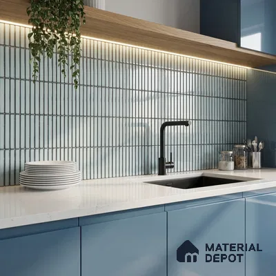Mosaic Wall Tile TL 03501 Light Blue Strip 284x295 mm Glossy Finish Porcelain Tile - 8 mm (Sample)