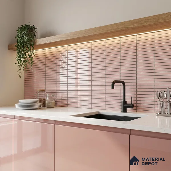 Mosaic Wall Tile TL 03504 Pink Strip 284x295 mm Glossy Finish Porcelain Tile - 8 mm (Sample)