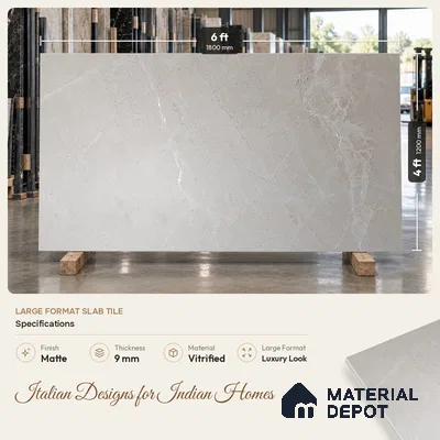 TL 03510 Elegante Krystallo Beige 1800x1200 mm Carving Matte Finish Endless Vitrified Wall & Floor Tile - 9 mm | Adhesive and Spacers Must be Used During Installation