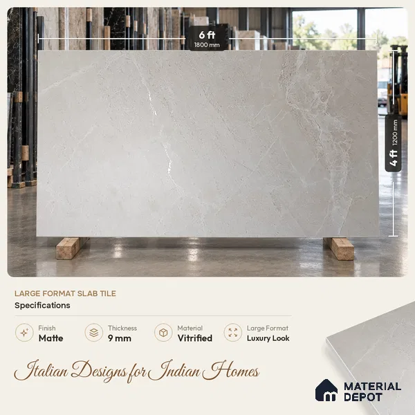 TL 03510 Elegante Krystallo Beige 1800x1200 mm Carving Matte Finish Endless Vitrified Wall & Floor Tile - 9 mm | Adhesive and Spacers Must be Used During Installation