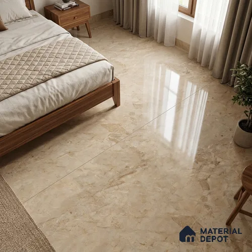 TL 03538 Brown Glossy Finish 6 ft x 4 ft Glazed Vitrified Floor Tile - 9 mm | Adhesive and Spacers Must be Used During Installation