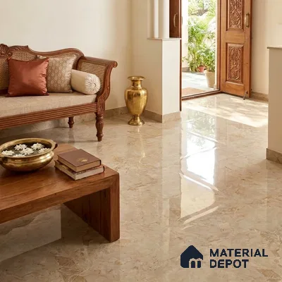 TL 03538 Brown Glossy Finish 6 ft x 4 ft Glazed Vitrified Floor Tile - 9 mm | Adhesive and Spacers Must be Used During Installation