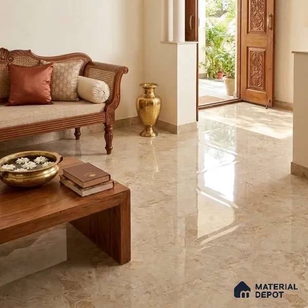 TL 03538 Brown Glossy Finish 6 ft x 4 ft Glazed Vitrified Floor Tile - 9 mm | Adhesive and Spacers Must be Used During Installation