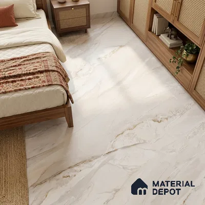 Marble Calacatta Wall & Floor Tile TL 03542 Warm White 6 ft x 4 ft Matte Finish Vitrified Tile - 9 mm | 3 Random Designs | Suitable For Living Room, Bedroom, Dining Area | Adhesive and Spacers Must be Used During Installation