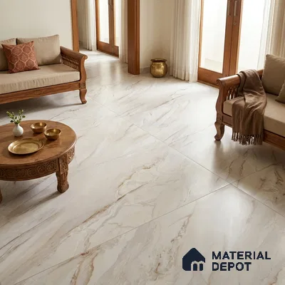 Marble Calacatta Wall & Floor Tile TL 03542 Warm White 6 ft x 4 ft Matte Finish Vitrified Tile - 9 mm | 3 Random Designs | Suitable For Living Room, Bedroom, Dining Area | Adhesive and Spacers Must be Used During Installation