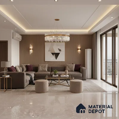 Endless Marble Floor & Wall Tile TL 03543 Galaxy Gray 6 ft x 4 ft Glossy Finish Vitrified Large Format Tile - 9 mm | 3 Random Design | Suitable For Living Room, Bedroom, Bathroom (Sample)