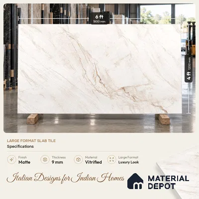 Marble Endless Wall & Floor Tile TL 03544 White 6 ft x 4 ft Matte Finish Vitrified Tile - 9 mm | 3 Random Designs | Suitable For Living Room, Bedroom, Dining Area | Adhesive and Spacers Must be Used During Installation