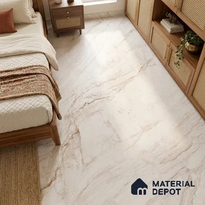 Marble Endless Wall & Floor Tile TL 03544 White 6 ft x 4 ft Matte Finish Vitrified Tile - 9 mm | 3 Random Designs | Suitable For Living Room, Bedroom, Dining Area | Adhesive and Spacers Must be Used During Installation