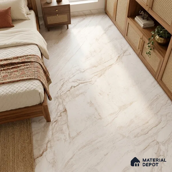 Marble Endless Wall & Floor Tile TL 03544 White 6 ft x 4 ft Matte Finish Vitrified Tile - 9 mm | 3 Random Designs | Suitable For Living Room, Bedroom, Dining Area | Adhesive and Spacers Must be Used During Installation
