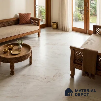 Marble Endless Wall & Floor Tile TL 03544 White 6 ft x 4 ft Matte Finish Vitrified Tile - 9 mm | 3 Random Designs | Suitable For Living Room, Bedroom, Dining Area | Adhesive and Spacers Must be Used During Installation