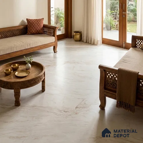 TL 03544 Senso White Pearl 1800 x1200 mm Matte Finish Endless Glazed Vitrified Floor Tile - 9 mm (Random 3) | Adhesive and Spacers Must be Used During Installation