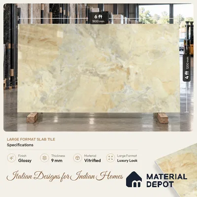 TL 03547 Royal Breccia 1800 x1200 mm Glossy Finish Glazed Vitrified Floor Tile - 9 mm | Adhesive and Spacers Must be Used During Installation