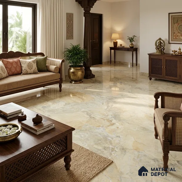 TL 03547 Royal Breccia 1800 x1200 mm Glossy Finish Glazed Vitrified Floor Tile - 9 mm | Adhesive and Spacers Must be Used During Installation