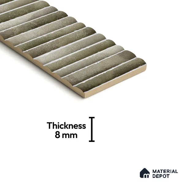 Subway Wall Tile TL 03643 Snaper Kitkat Green Army 12 x 4 inch Ceramic Glossy Finish - 8 mm | 16 Random Design | Suitable for Accent / Feature Walls, Bathroom, Kitchen Wall & Backsplashes