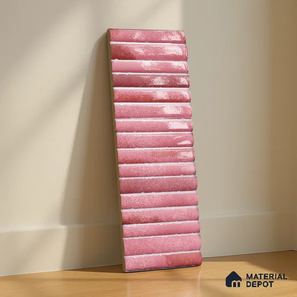 Subway Wall Tile TL 03643 B Snaper Kitkat Rose Dusty 12 x 4 inch Ceramic Glossy Finish - 8 mm | 16 Random Design | Suitable for Accent / Feature Walls, Bathroom, Kitchen Wall & Backsplashes