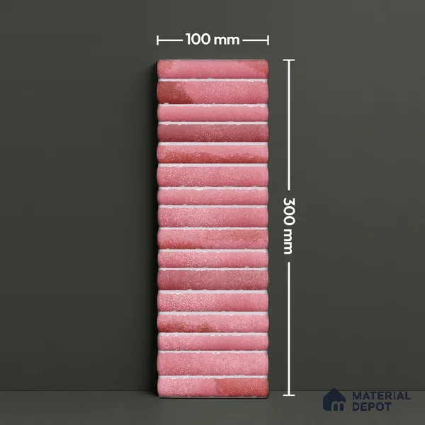 Subway Wall Tile TL 03643 B Snaper Kitkat Rose Dusty 12 x 4 inch Ceramic Glossy Finish - 8 mm | 16 Random Design | Suitable for Accent / Feature Walls, Bathroom, Kitchen Wall & Backsplashes
