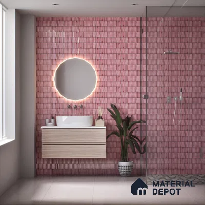 Subway Wall Tile TL 03643 B Snaper Kitkat Rose Dusty 12 x 4 inch Ceramic Glossy Finish - 8 mm | 16 Random Design | Suitable for Accent / Feature Walls, Bathroom, Kitchen Wall & Backsplashes