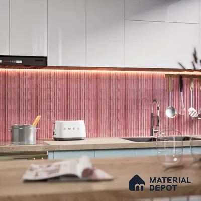Subway Wall Tile TL 03643 B Snaper Kitkat Rose Dusty 12 x 4 inch Ceramic Glossy Finish - 8 mm | 16 Random Design | Suitable for Accent / Feature Walls, Bathroom, Kitchen Wall & Backsplashes