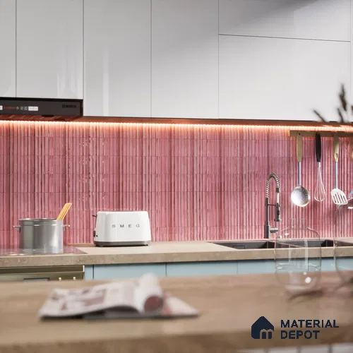 Subway Wall Tile TL 03643 B Snaper Kitkat Rose Dusty 12 x 4 inch Ceramic Glossy Finish - 8 mm | 16 Random Design | Suitable for Accent / Feature Walls, Bathroom, Kitchen Wall & Backsplashes