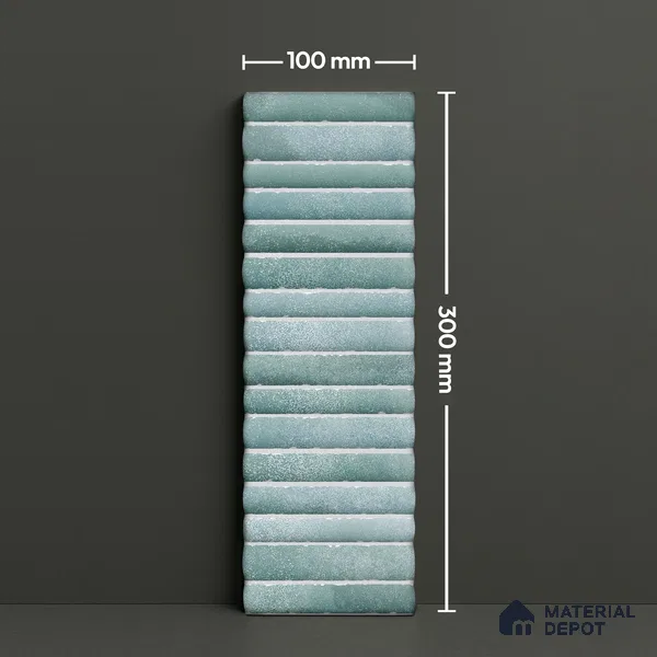 Subway Wall Tile TL 03643 E Snaper Kitkat Aqua Mint 12 x 4 inch Ceramic Glossy Finish - 8 mm | 16 Random Design | Suitable for Accent / Feature Walls, Bathroom, Kitchen Wall & Backsplashes