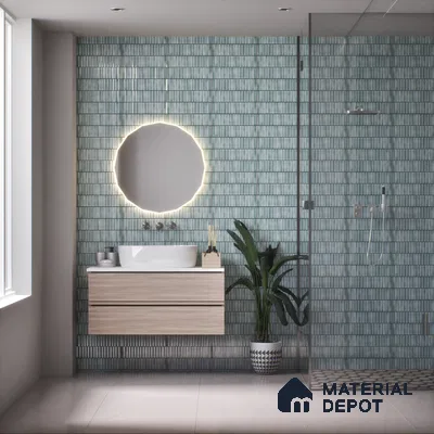 Subway Wall Tile TL 03643 E Snaper Kitkat Aqua Mint 12 x 4 inch Ceramic Glossy Finish - 8 mm | 16 Random Design | Suitable for Accent / Feature Walls, Bathroom, Kitchen Wall & Backsplashes