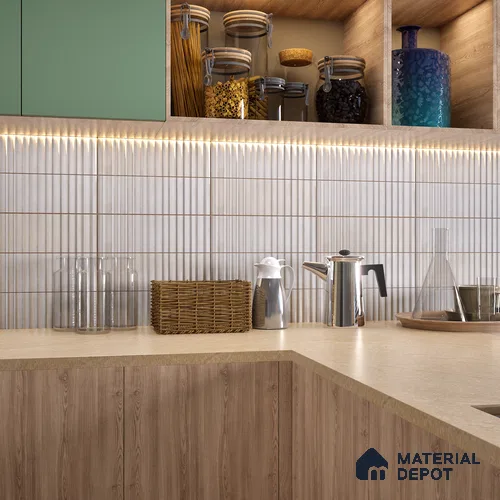 Subway Wall Tile TL 03643 F Snaper Kitkat Snow Soft 12 x 4 inch Ceramic Glossy Finish - 8 mm | 16 Random Design | Suitable for Accent / Feature Walls, Bathroom, Kitchen Wall & Backsplashes