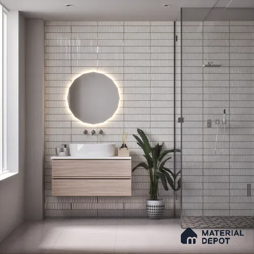Subway Wall Tile TL 03643 F Snaper Kitkat Snow Soft 12 x 4 inch Ceramic Glossy Finish - 8 mm | 16 Random Design | Suitable for Accent / Feature Walls, Bathroom, Kitchen Wall & Backsplashes
