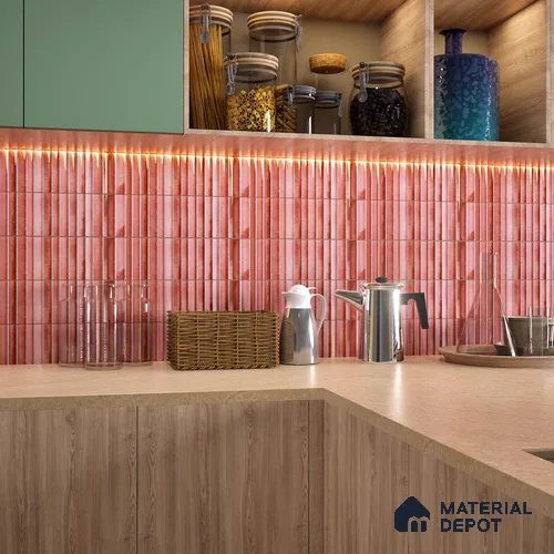 Subway Wall Tile TL 03643 G Snaper Kitkat Rust Terra 12 x 4 inch Ceramic Glossy Finish - 8 mm | 16 Random Design | Suitable for Accent / Feature Walls, Bathroom, Kitchen Wall & Backsplashes