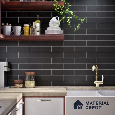 TL 03727 H Negro 300x75 mm Matte Finish Ceramic Wall  Subway Tile - 10 mm