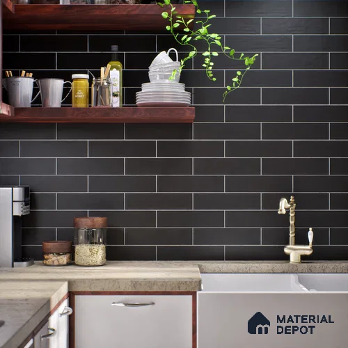 TL 03727 H Negro 300x75 mm Matte Finish Ceramic Wall  Subway Tile - 10 mm