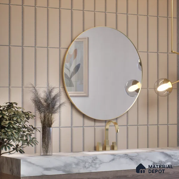 TL 03756 Light Khakhi Plain 300x100 mm Glossy Finish Ceramic Wall Subway Tile - 8 mm