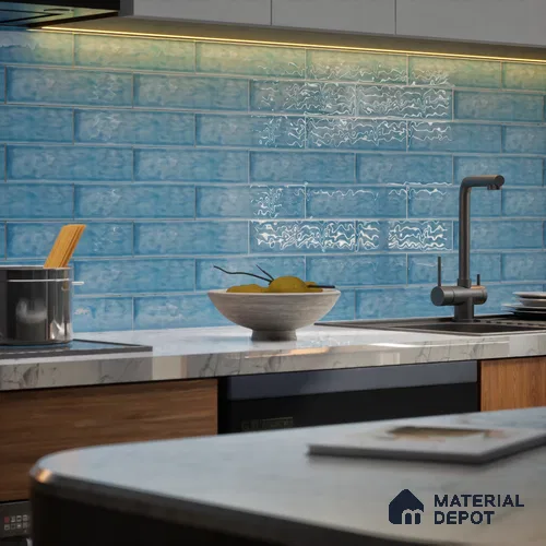 TL 03802 B Blue 300x75 mm Glossy Finish Ceramic Wall  Subway Tile - 10 mm