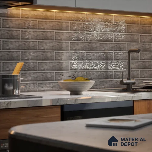 TL 03802 C Charcoal 300x75 mm Glossy Finish Ceramic Wall Subway Tile - 10 mm