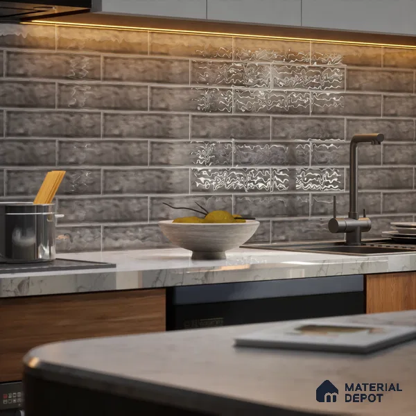 TL 03802 C Charcoal 300x75 mm Glossy Finish Ceramic Wall Subway Tile - 10 mm
