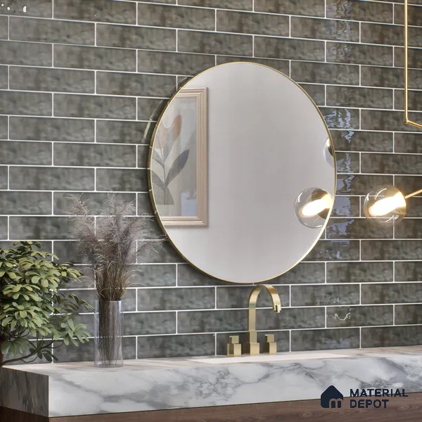 TL 03802 C Charcoal 300x75 mm Glossy Finish Ceramic Wall Subway Tile - 10 mm