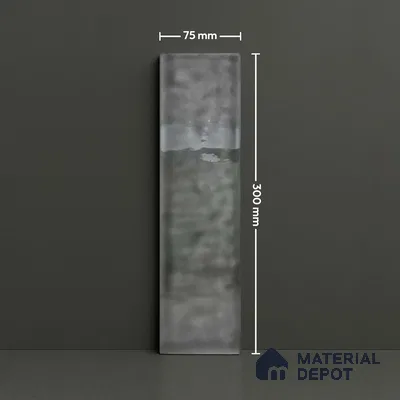 TL 03802 C Charcoal 300x75 mm Glossy Finish Ceramic Wall  Subway Tile - 10 mm