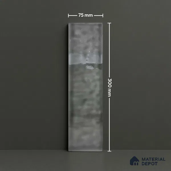 TL 03802 C Charcoal 300x75 mm Glossy Finish Ceramic Wall Subway Tile - 10 mm