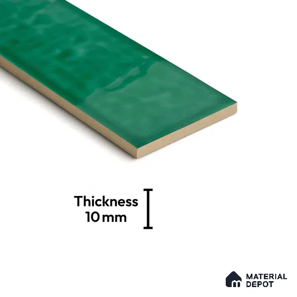 TL 03802 D Green 300x75 mm Glossy Finish Ceramic Wall  Subway Tile - 10 mm